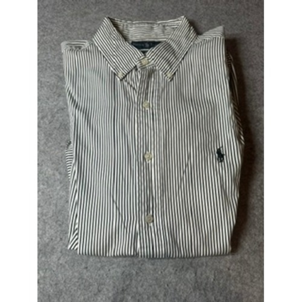 Ralph Lauren Classic Fit Striped Button Down Shirt Mens 16.5 L Black White